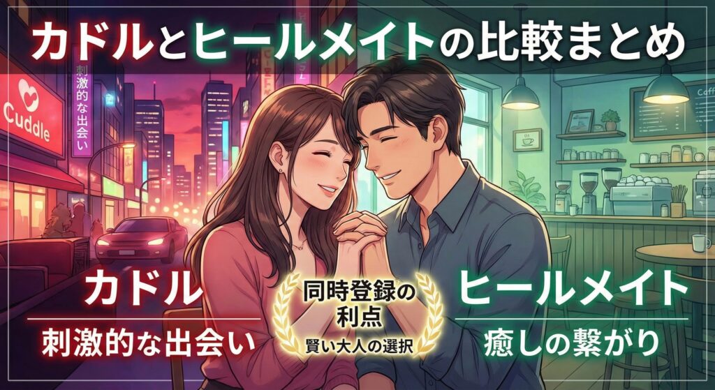 カドルとヒールメイトの比較まとめと同時登録の利点