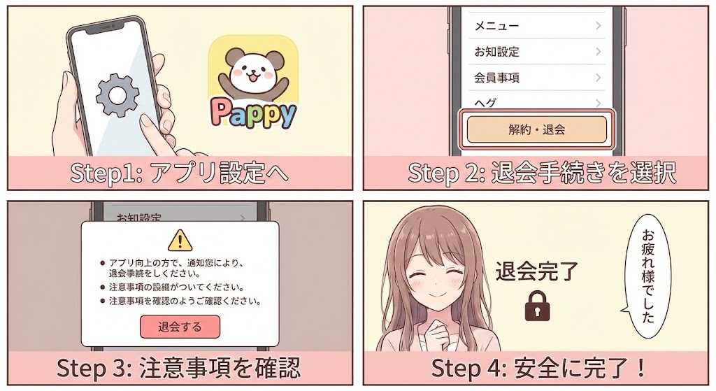 Pappyの退会方法と解約で安全に辞める手順