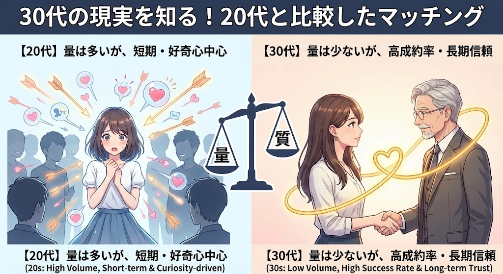 30代の現実を知る!20代と比較したマッチング