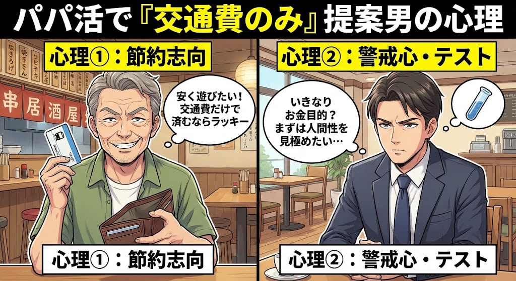 パパ活で交通費のみを提案してくる男性の心理