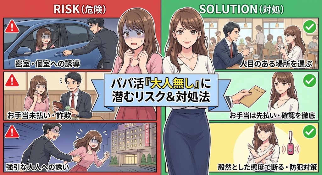 パパ活の大人無しに潜むリスクや注意点と対処法