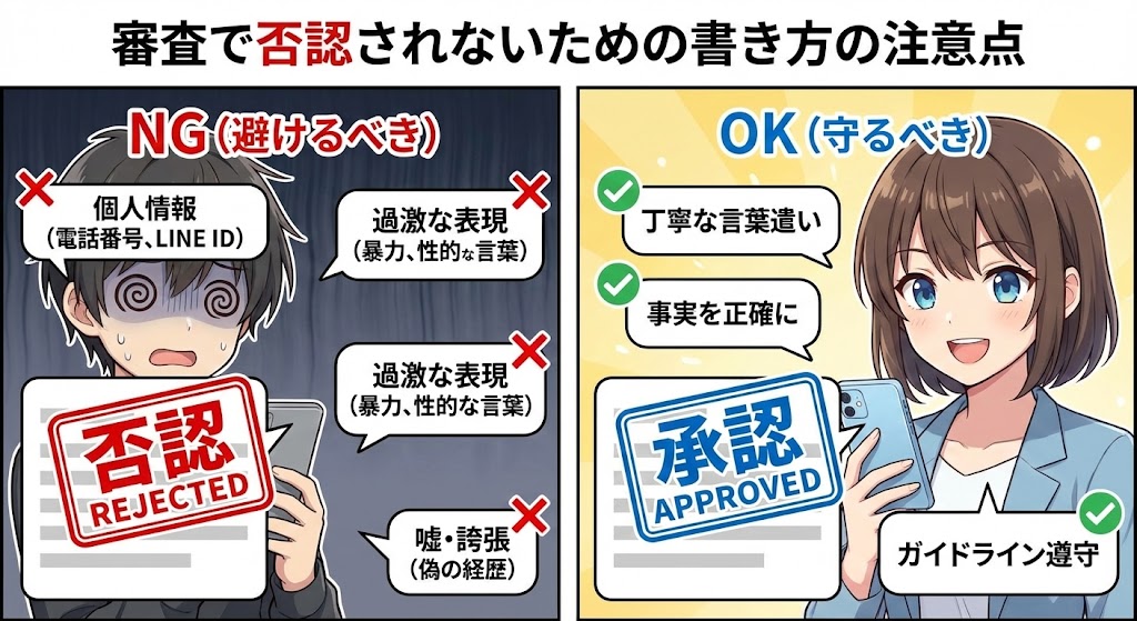 審査で否認されないための書き方の注意点