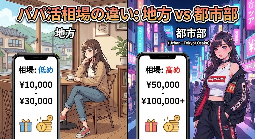 地方と東京や大阪など都市部でのパパ活相場の違い