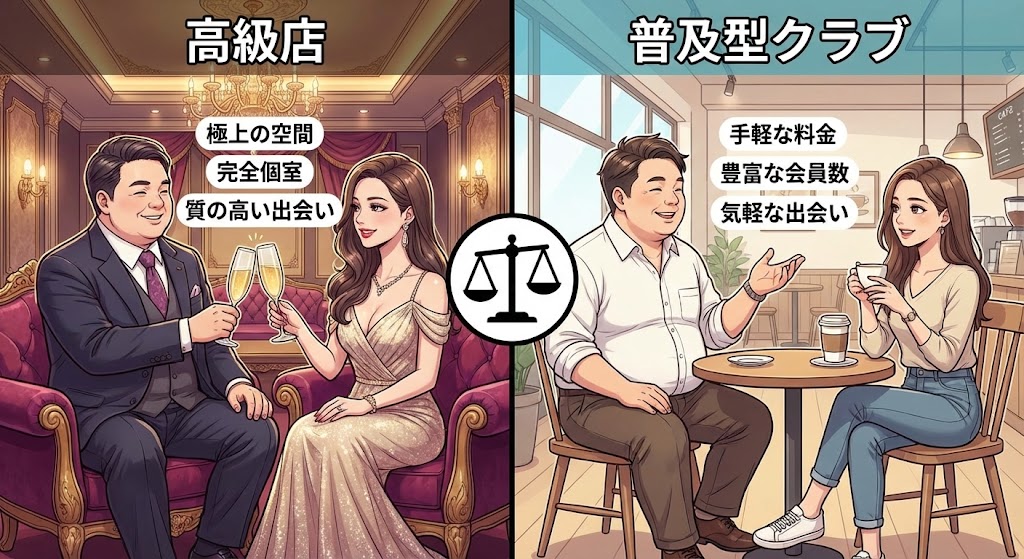 高級店と普及型クラブのメリットを徹底比較