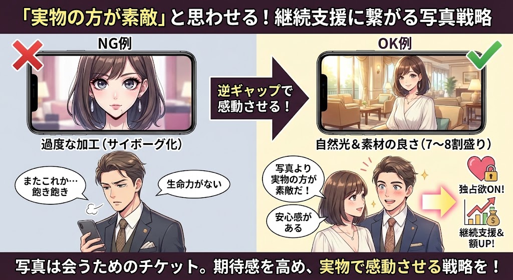 「実物の方が素敵」と思わせる！パパ活のお手当継続に繋がる写真の撮り方