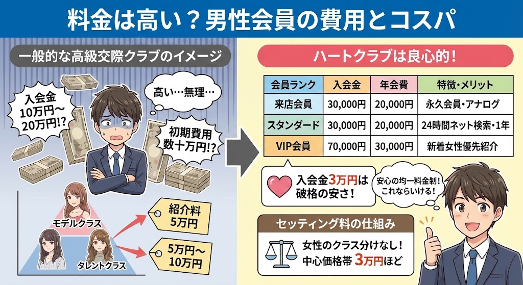 料金は高い?男性会員の費用とコスパ