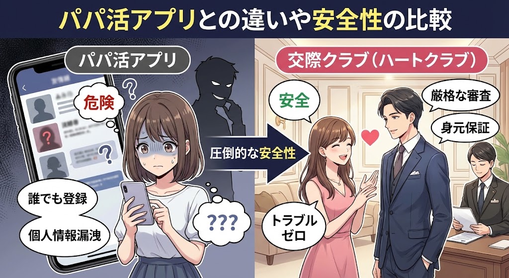 パパ活アプリとの違いや安全性の比較