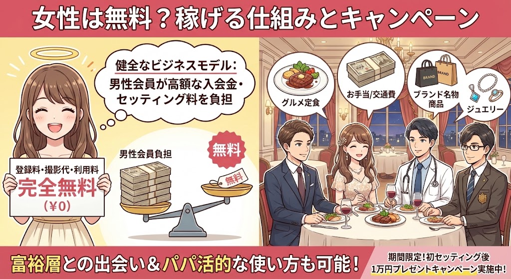 女性は無料?稼げる仕組みとキャンペーン
