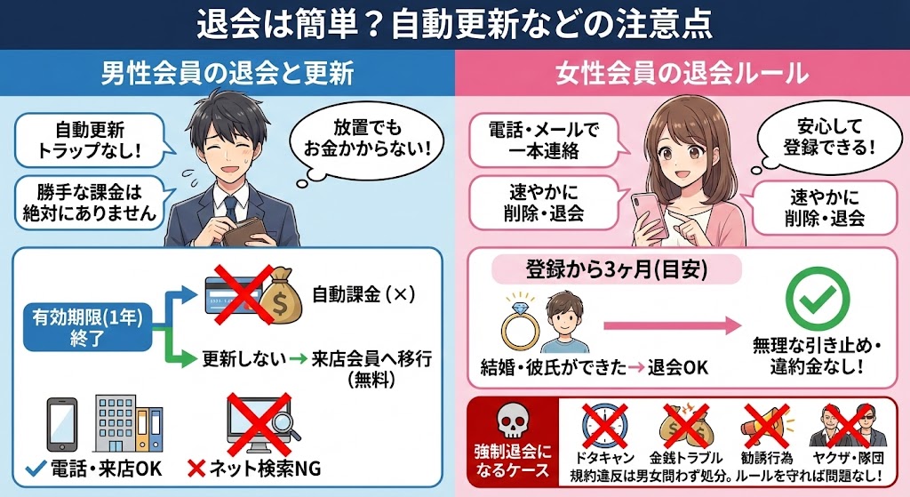 退会は簡単?自動更新などの注意点
