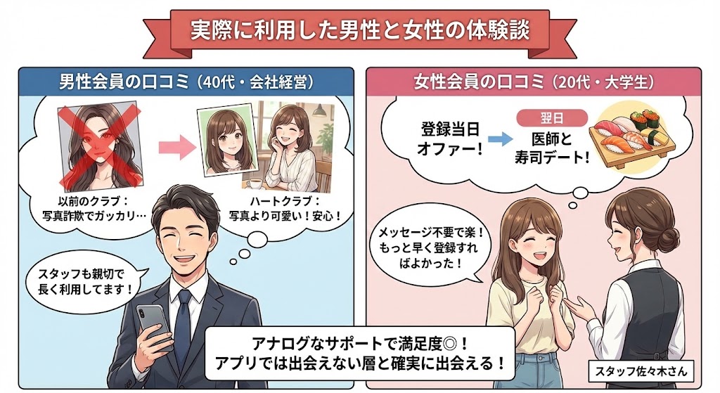 実際に利用した男性と女性の体験談