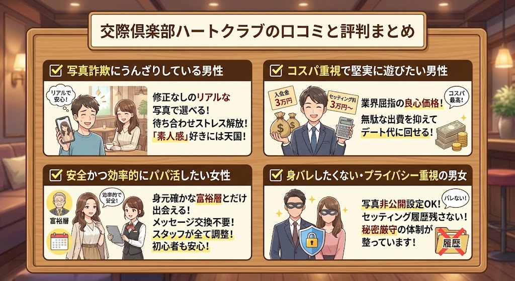 交際倶楽部ハートクラブの口コミと評判まとめ