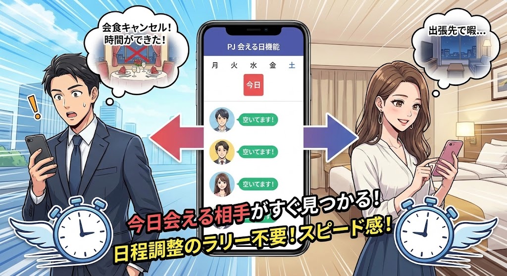 会える日機能で今日会える相手を探す