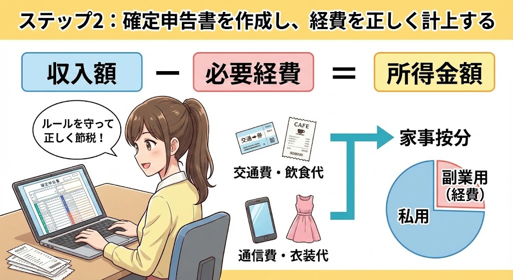 ステップ2:確定申告書を作成し、経費を正しく計上する