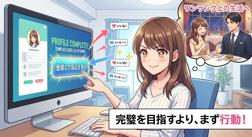 プロフィールが完成したら、まずは「登録」して反応を見よう!