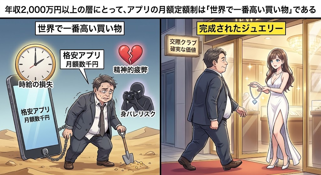 年収2,000万円以上の層にとって、アプリの月額定額制は「世界で一番高い買い物」である