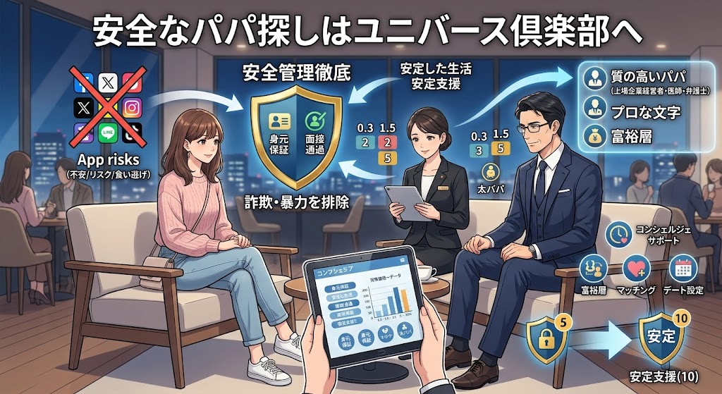 安全なパパ探しはユニバース倶楽部へ