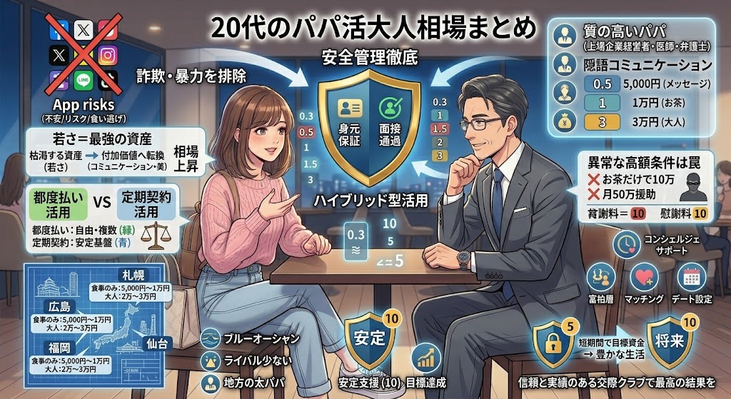 20代におけるパパ活の大人の相場まとめ