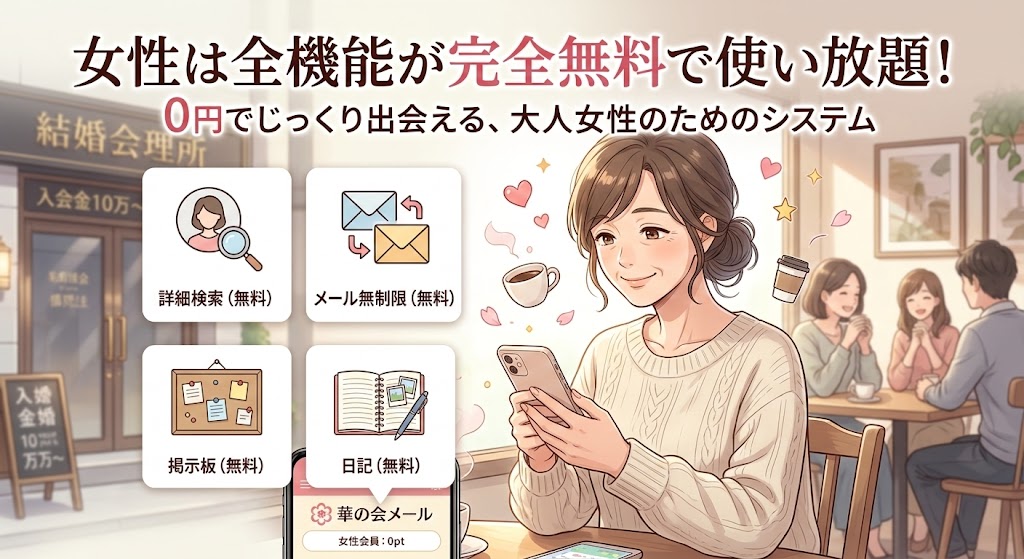 女性は全機能が完全無料で使い放題