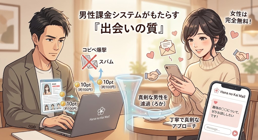 男性課金システムがもたらす出会いの質