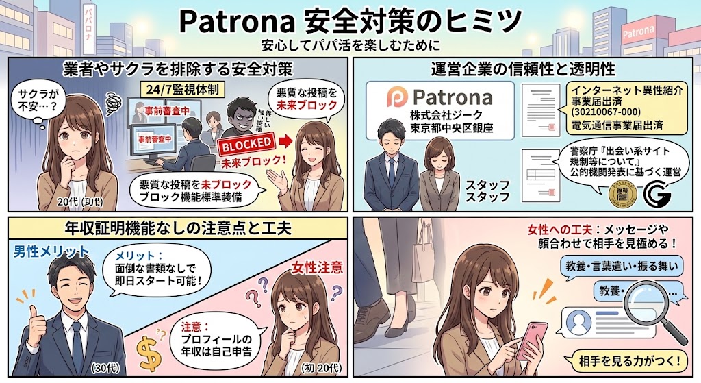 業者やサクラを排除する安全対策