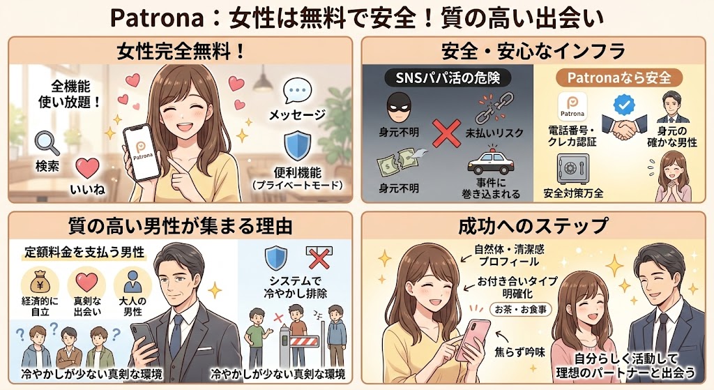 女性は完全無料で全機能が使える